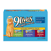 9 Lives for adult cats & kittens, 4 with chicken in gravy, 4 with veal in gravy, 4 with beef in gravy Full-Size Picture